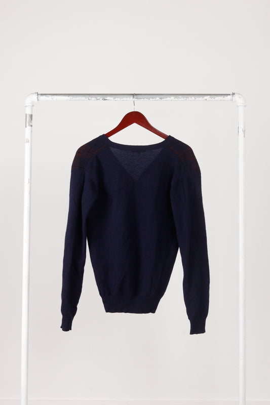 United Arrows 'Tartan Plaid Wool' Cardigan Navy