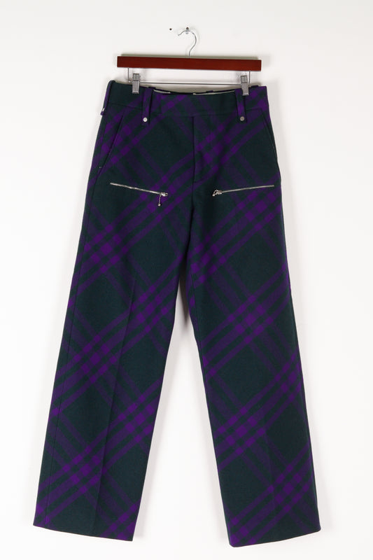 Burberry FW23 'Nova Check Wool Wide' Trousers Green (2023)