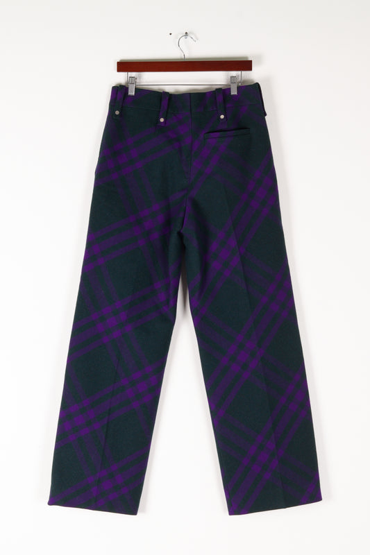 Burberry FW23 'Nova Check Wool Wide' Trousers Green (2023)