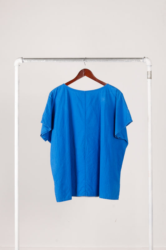 Vintage 80's PL II 'Beret Woman Graphic' Top Blue