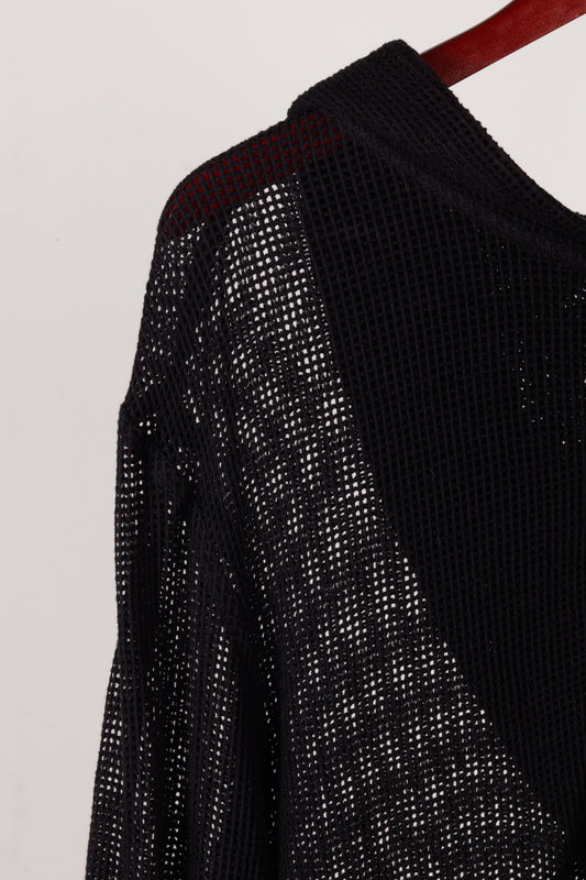 Oyster 'Waffle Ribbed Mesh' Zip Up Hoodie Black