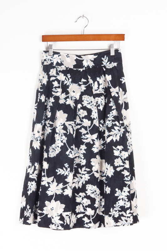 United Arrows SS18 'Jacquard Floral' Flare Skirt Black Blue (2018)