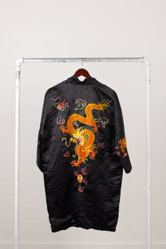 Vintage 20's Golden Bee 'Dragon Silk' Kimono Black