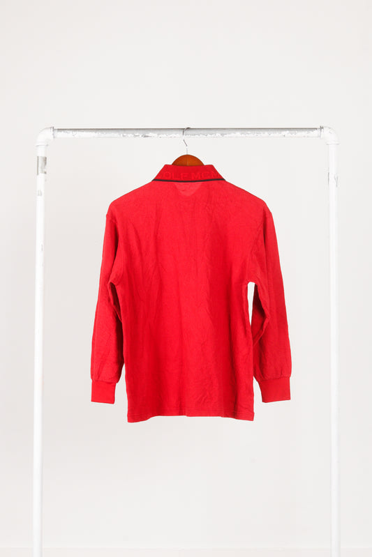 MCM Golf 'Spell Out Stitched Logo Collar' L/S Polo Shirt Red