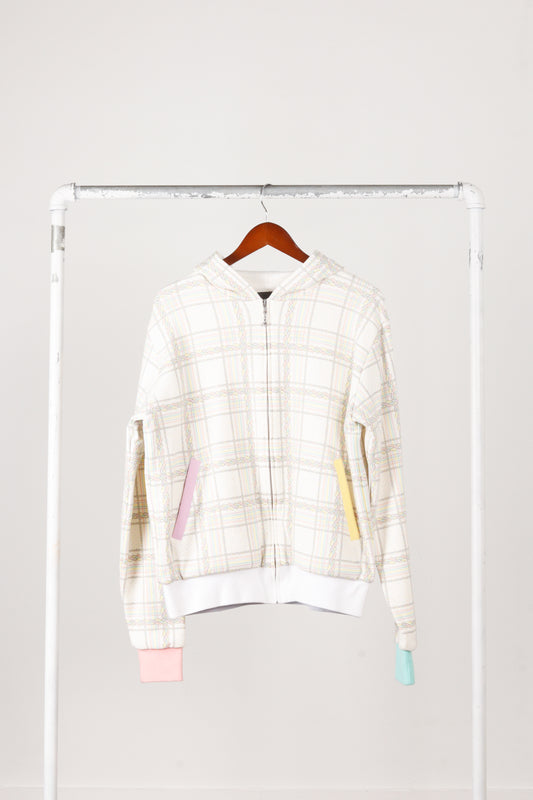 Pastelle 2007 by Kanye West Unreleased Sample 'Links /Braided Plaid Patterned' Zip-Up Sweatshirt