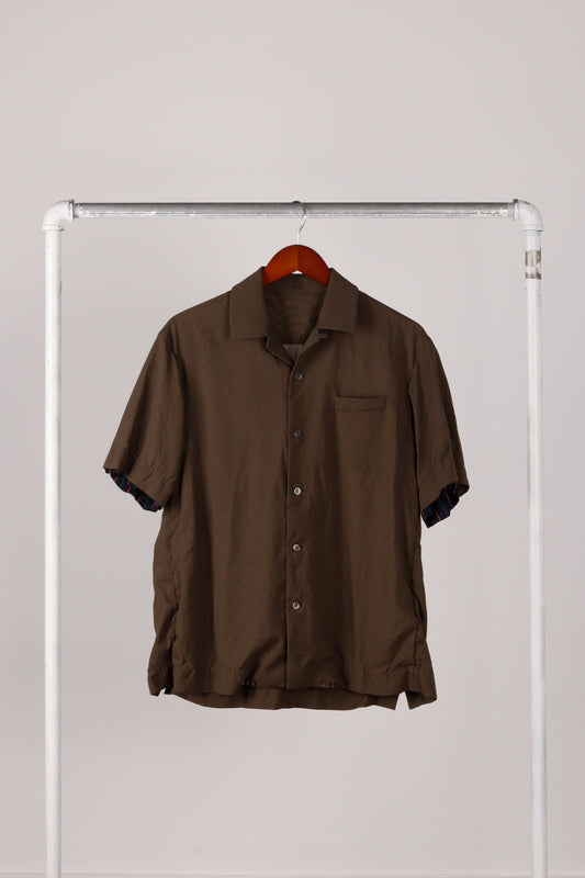 Sacai FW21 'Striped Sleeve Cuff Cupro' S/S Shirt Olive (2021)