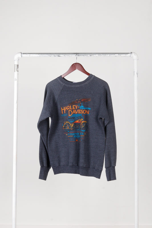 Vintage 1988 Harley Davidson '1930 Model 74' Crewneck Sweatshirt Black