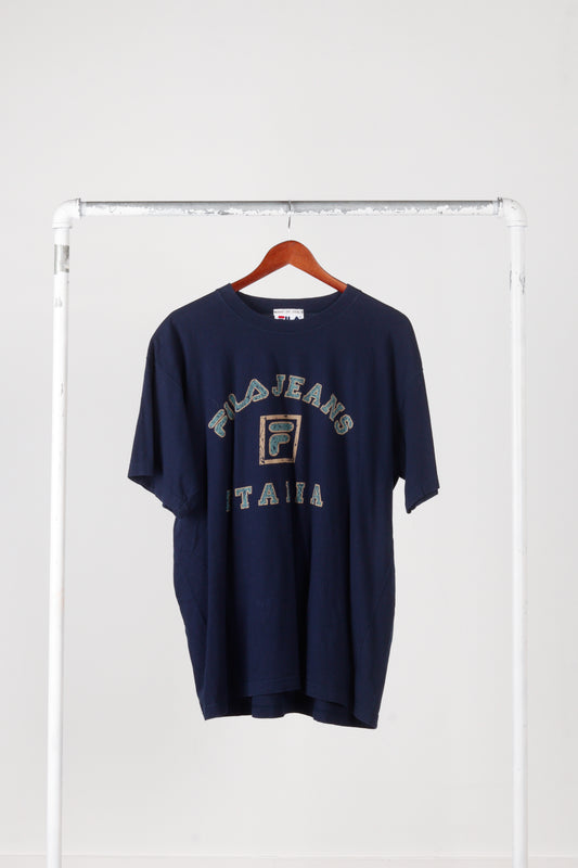 Vintage 1990's Fila Jeans 'Italia' T-Shirt Navy