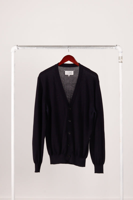 Maison Margiela SS15 'Leather Patched' Knit Cardigan Navy (2015)
