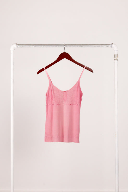 Chanel AW96 'Rose Lace Knit' Tank Top Pink (1996)