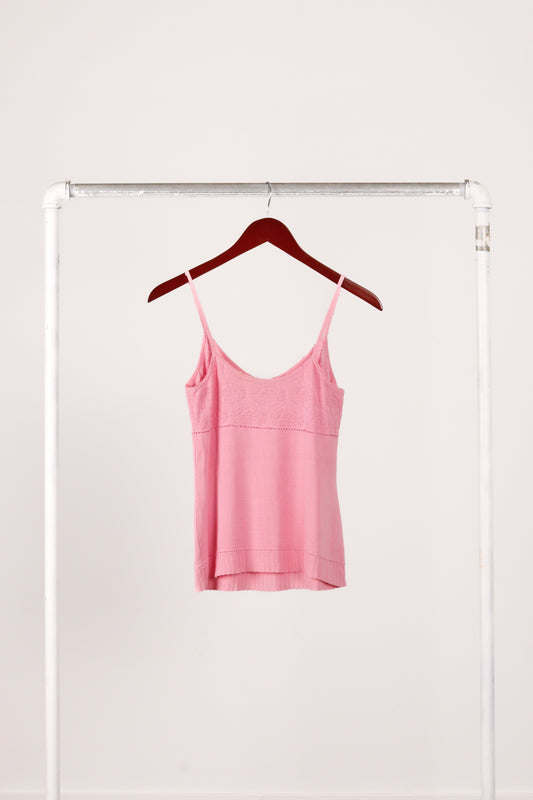 Chanel AW96 'Rose Lace Knit' Tank Top Pink (1996)