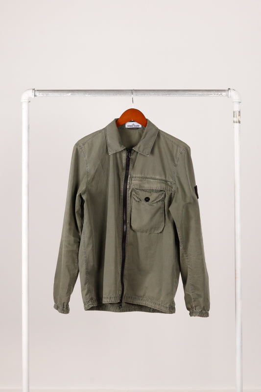 Stone Island FW21 'Zip Pocket Garment Dyed' Overshirt Olive (2021)