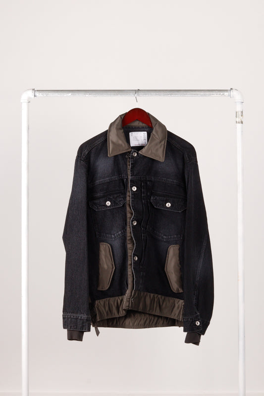 Sacai SS23 'Nylon Patchwork' Denim Jacket Black (2023)