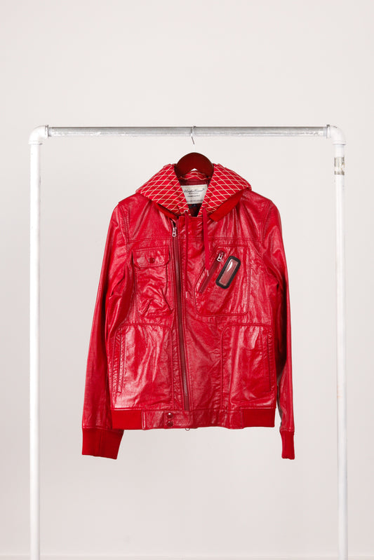 UNDERCOVER SS08 'Summer Madness' Hooded Leather Jacket Red (2008)