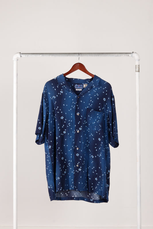 Blue Blue Japan FW23 'Minamo Sakura Crepe' S/S Shirt Navy (2023)