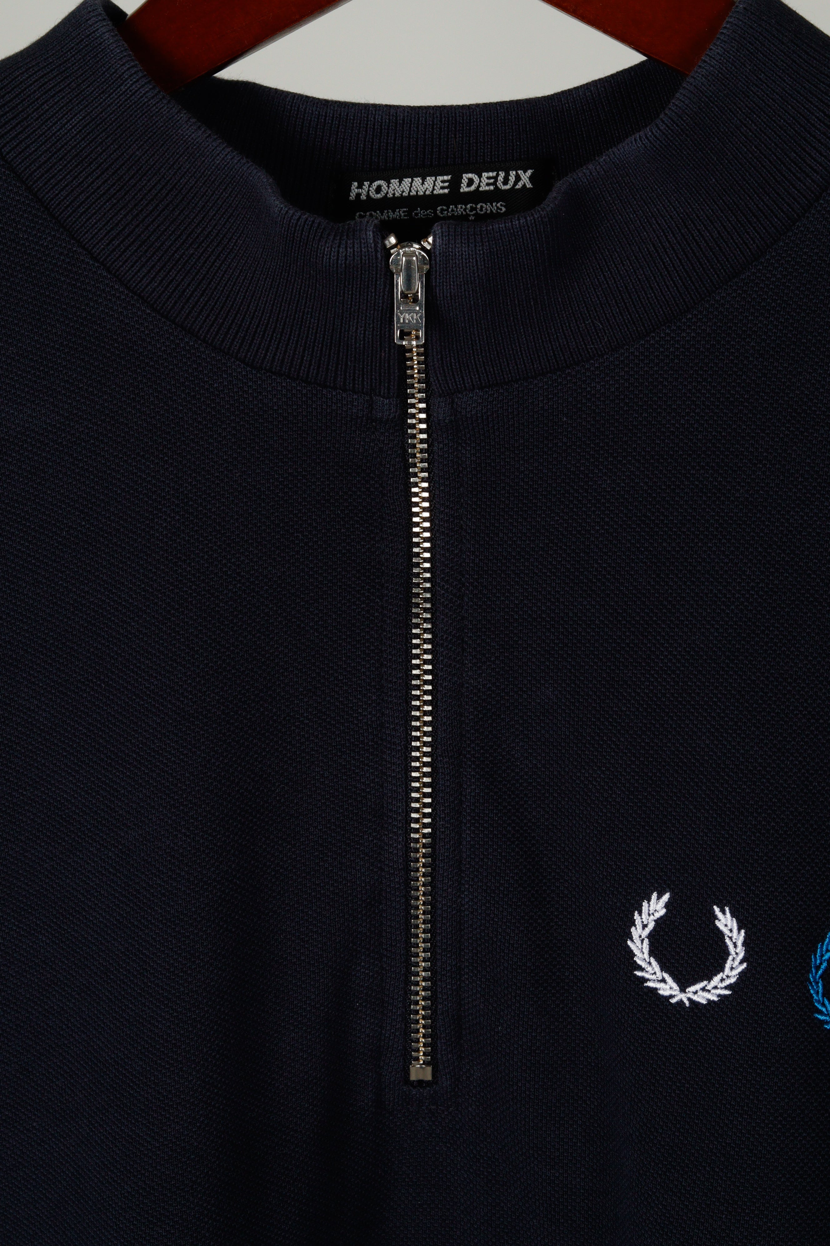 Comme des Garcons Homme Deux x Fred Perry FW21 Quarter Zip Mock Neck thepopup