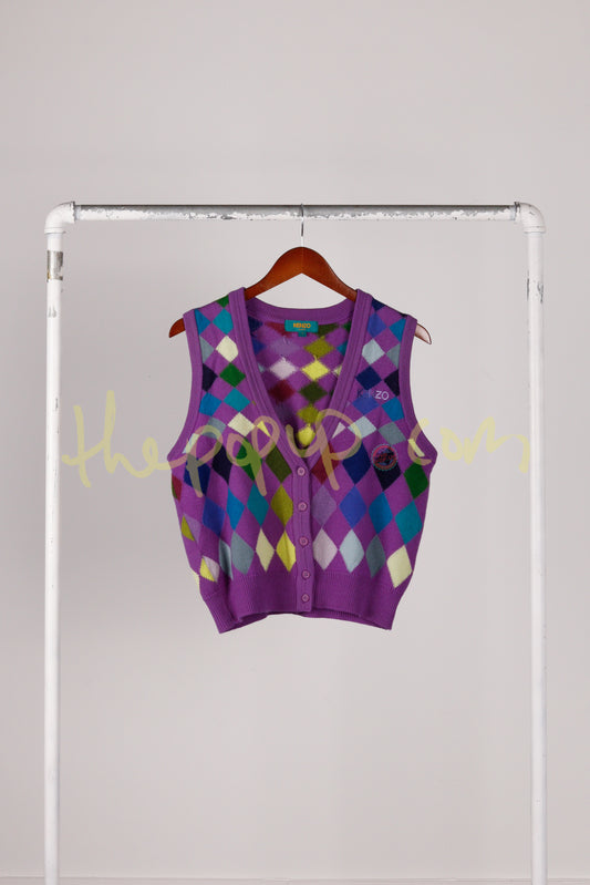 Kenzo Golf SS00 'Argyle Pattern' Sweater Vest Purple (2000)